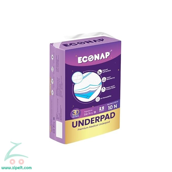 Econap Economy Medical Underpads – 10nos (Pack of 2) | 3D Absorption | High Absorbency